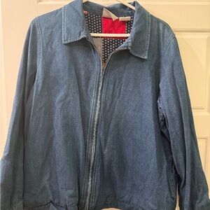 Vintage Americana Cottagecore Blair Red and Blue Star Patterned Jacket Size L